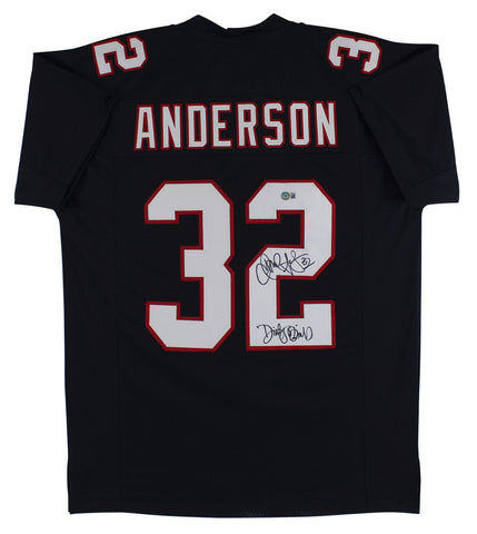 Jamal Anderson "Dirty Bird" Signed Black Pro Style Jersey BAS Witnessed