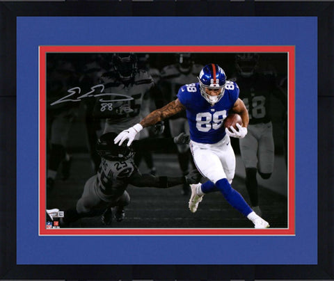 Framed Evan Engram NY Giants Signed 11" x 14" Stiff Arm Spotlight Photo