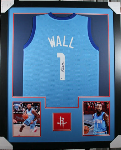 JOHN WALL (Rockets blue TOWER) Signed Autographed Framed Jersey Beckett