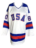 1980 USA Miracle On Ice (15) Team Signed Custom White Hockey Jersey JSA ITP