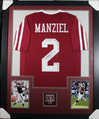 JOHNNY MANZIEL (A&M Aggies burgundy TOWER) Signed Autographed Framed Jersey JSA