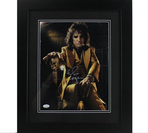 Alice Cooper Signed Framed 11x14 Photo - Sitting Legs Crossed with Cane