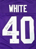 Devin White Signed Purple College Style Jersey w/Geaux Tigers- Beckett W Auth *4