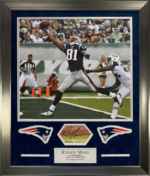 Randy Moss Signed Autographed Cut Custom Framed to 20x24 w/ Patches Fanatics
