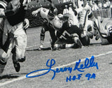 Leroy Kelly HOF Signed 8x10 Cleveland Browns B&W Against Saints Photo- JSA W