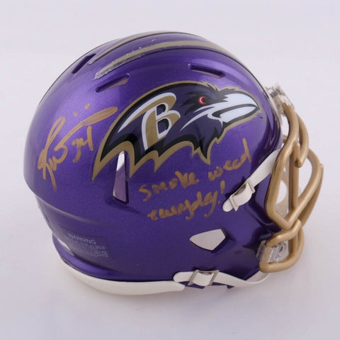Ricky Williams Signed Ravens Speed Mini Helmet Inscribed "Smoke Weed Everyday"