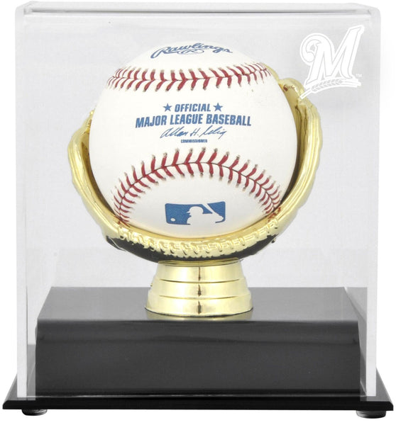 Milwaukee Brewers Gold Glove Single Baseball Logo Display Case