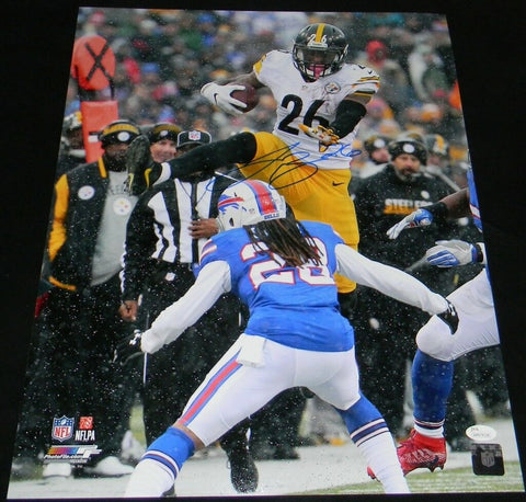 LE'VEON BELL SIGNED AUTOGRAPHED PITTSBURGH STEELERS HURDLE 16x20 PHOTO JSA