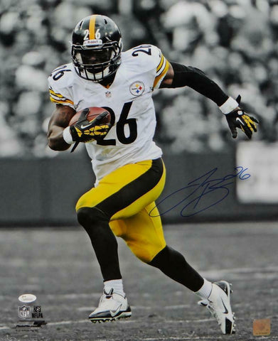 LeVeon Bell Autographed Steelers 16x20 BW & Color Running PF. Photo- JSA W A