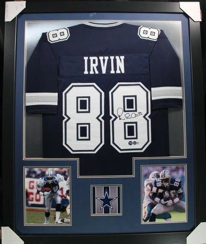 MICHAEL IRVIN (Cowboys blue TOWER) Signed Autographed Framed Jersey Beckett