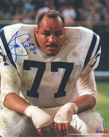 Jim Parker Signed Colts White Jersey Without Helmet 8x10 Photo w/HOF'73 (SS COA)