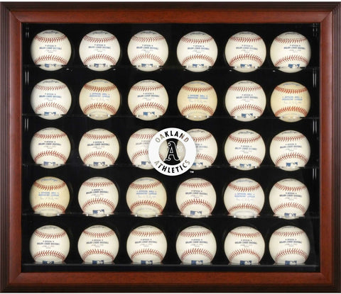Athletics Logo Mahogany Framed 30-Ball Display Case - Fanatics