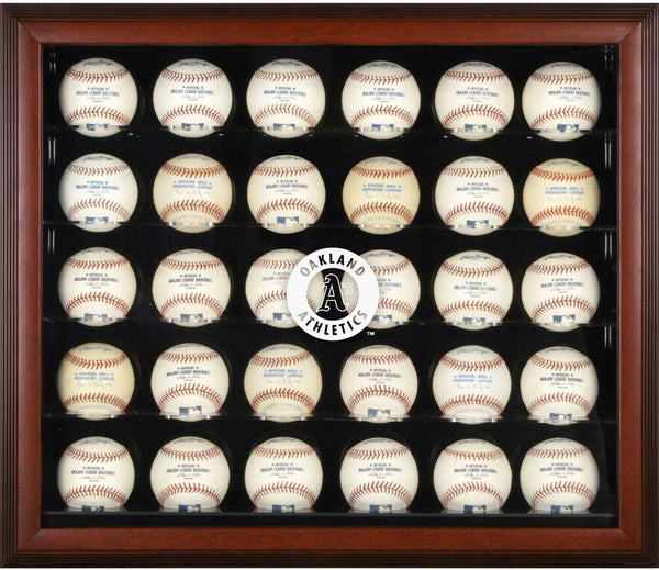 Athletics Logo Mahogany Framed 30-Ball Display Case - Fanatics