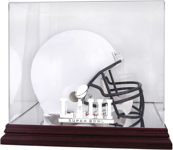 Super Bowl LIII Mahogany Helmet Logo Display Case