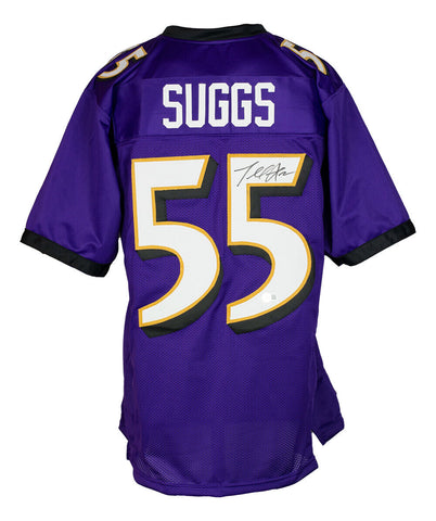 Terrell Suggs Signed Custom Purple Pro Style Football Jersey BAS