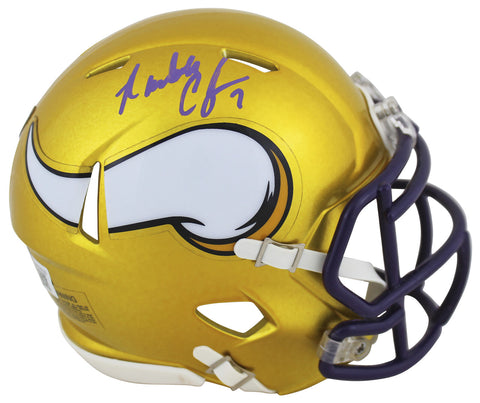 Vikings Randall Cunningham Authentic Signed Flash Speed Mini Helmet BAS Witness