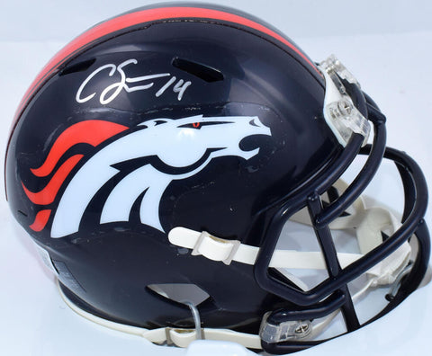 Courtland Sutton Autographed Denver Broncos Speed Mini Helmet- Beckett W Holo