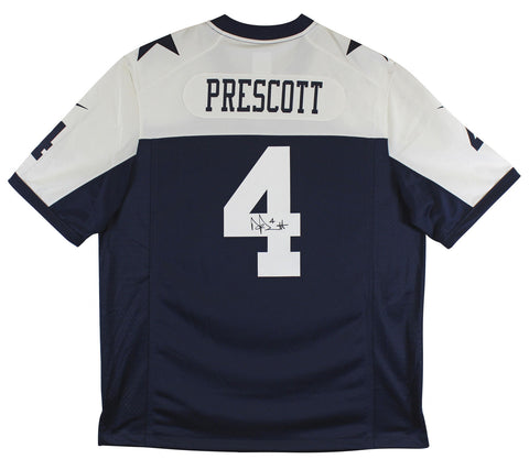 Cowboys Dak Prescott Signed Navy Blue Thanksgiving Nike Game Jersey BAS Witness