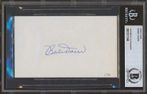 Red Sox Bobby Doerr Authentic Signed 3x5 Index Card Autographed BAS Slab
