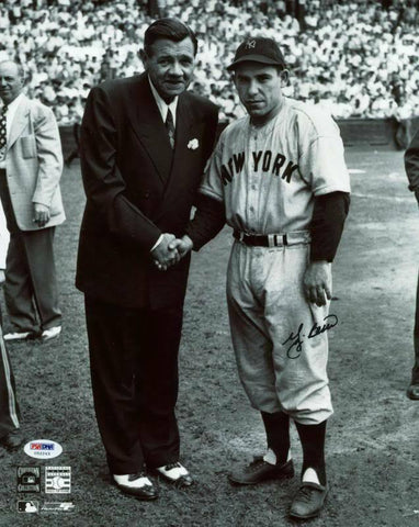 Yankees Yogi Berra Signed Authentic 11X14 Photo W/ Babe Ruth PSA/DNA