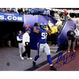 Framed Michael Strahan New York Giants Signed Taking The Field 8x10 Photo
