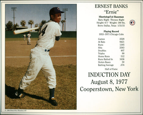 Cubs Ernie Banks 8x10 PhotoFile Hall Of Fame Induction Day Photo Un-signed