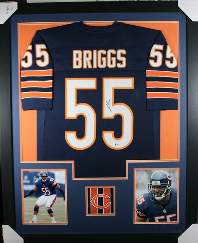 LANCE BRIGGS (Bears navy TOWER) Signed Autographed Framed Jersey JSA
