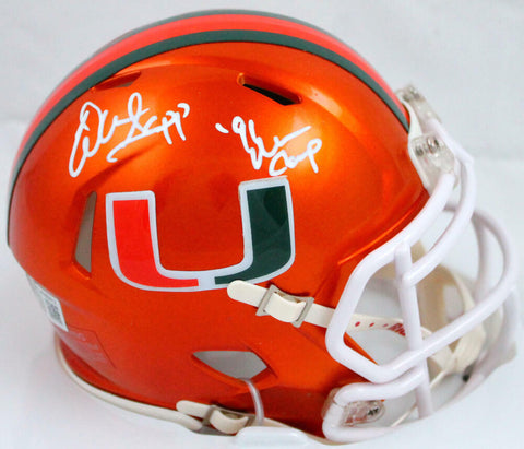 Warren Sapp Signed Miami Hurricanes Flash Speed Mini Helmet w/Insc.-BeckettWHolo