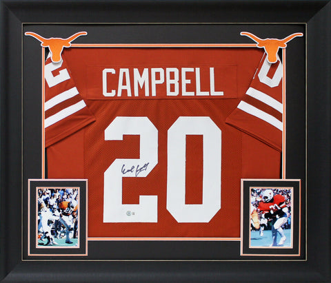 Earl Campbell Authentic Signed Burnt Orange Pro Style Framed Jersey BAS Witness