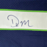 FRAMED Autographed/Signed DK D.K. METCALF 33x42 Seattle Blue Jersey JSA COA #2