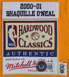Shaquille O'Neal "HOF 16" Signed Yellow M&N 2000-01 HWC Authentic Jersey BAS Wit