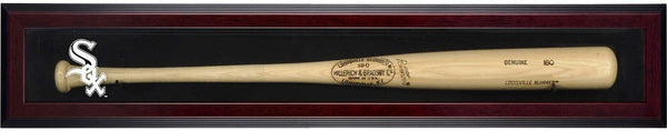 Chicago White Sox Logo Mahogany Framed Single Bat Display Case w/COA