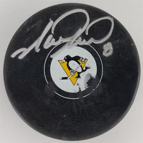 Mark Recchi Signed Pittsburgh Penguin Logo Hockey Puck (JSA COA) 577 NHL Goals