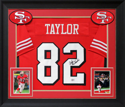 49ers John Taylor Authentic Signed Red Pro Style Framed Jersey Autographed BAS
