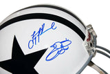 Cowboys Troy Aikman & Emmitt Smith Signed Full Size Rep White Helmet PSA/DNA