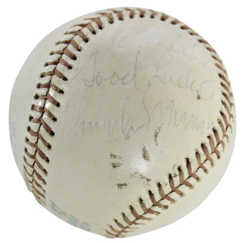 Yankees Thurman Munson "Good Luck" Signed Lee MacPhail Oal Baseball JSA #Y37243