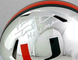Vinny Testaverde Signed Miami Hurricanes Chrome Mini Helmet w/ Insc-Beckett Auth