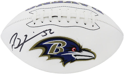 Ray Lewis Signed Baltimore Ravens Jarden White Logo Football - (SCHWARTZ COA)