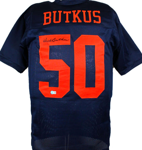 Dick Butkus Autographed Blue College Style Jersey - Beckett W Hologram *Black