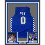 FRAMED Autographed/Signed DE'AARON FOX 33x42 Kentucky Blue Jersey BAS COA