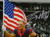 JJ Watt Autographed Houston Texans 8x10 Spotlight Flag PF. Photo- JSA W Auth
