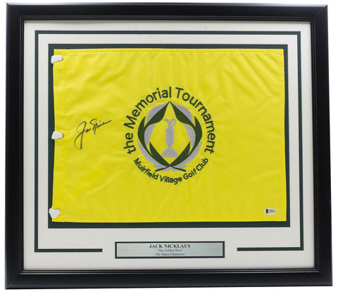 Jack Nicklaus Signed Framed Memorial Tournament Flag BAS Hologram A70273