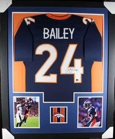CHAMP BAILEY (Broncos blue TOWER) Signed Autograph Framed Jersey Beckett