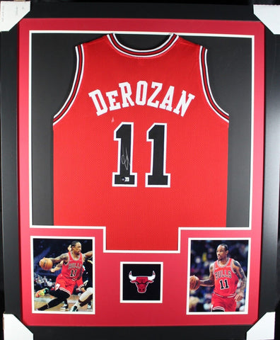 DEMAR DEROZAN (Bulls red TOWER) Signed Autographed Framed Jersey JSA