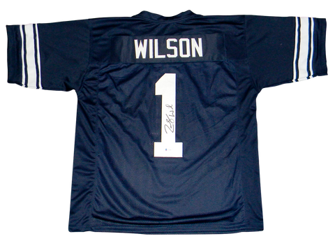 ZACH WILSON SIGNED AUTOGRAPHED BYU COUGARS #1 NAVY JERSEY BECKETT