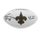 Ricky Williams Signed New Orleans Saints Embroidered White Football w/ "4:20"