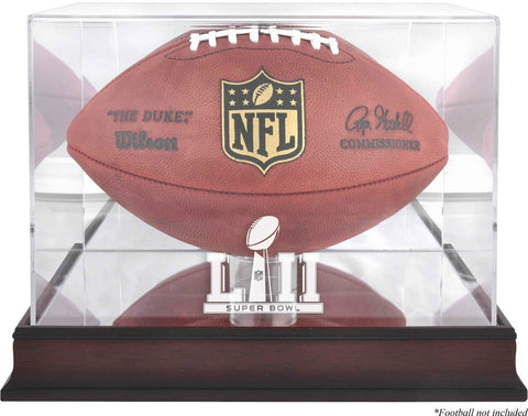 Super Bowl LII Mahogany Football Logo Display Case - Fanatics