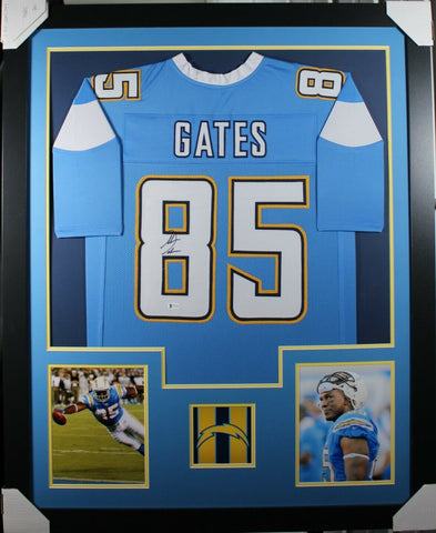 ANTONIO GATES (Chargers Lblue TOWER) Signed Autographed Framed Jersey Beckett