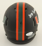 Gregory Rousseau Signed Miami Hurricanes Matte Black Speed Mini Helmet (JSA COA)