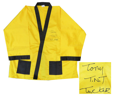 Tony Tucker Signed Yellow Boxing Robe w/TNT - SCHWARTZ COA